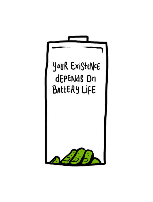 Your existence depends on battery life #life #illustration #battery #art