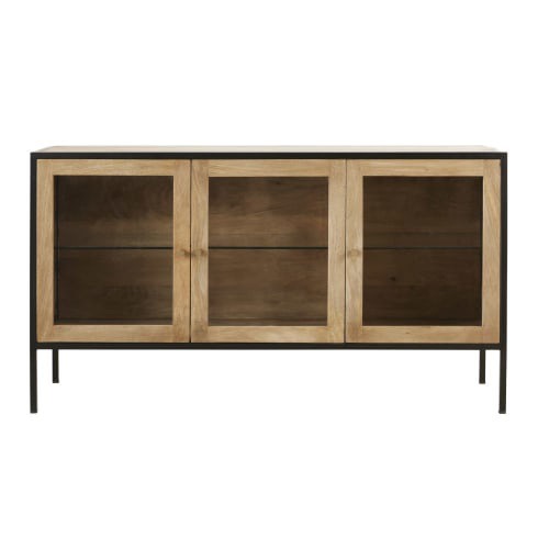Credenza a 3 ante in legno massello di mango e vetro temprato Junter | Maisons du Monde
