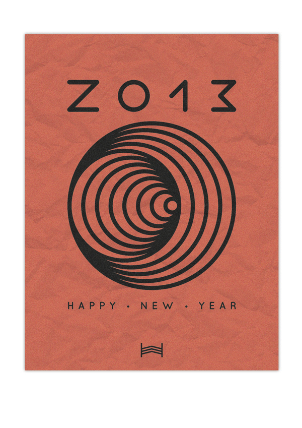 Happy New Year // 2013 - By Hadrien Degay Delpeuch #year #card #print #typography #2013 #shape #paper #new