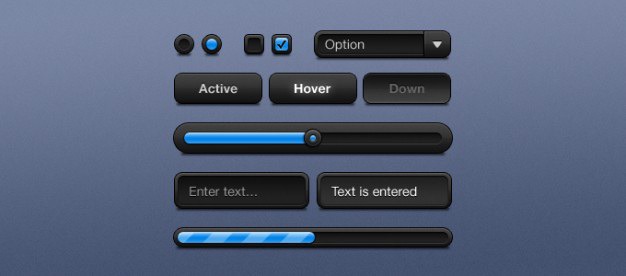 Black ui elements Free Psd. See more inspiration related to Button, Black, Radio, Elements, Ui, Form, Scale, Slider, Interface, Checkbox, Horizontal, Select, Input and Hover on Freepik.