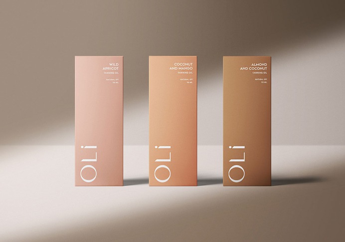 Oli cosmetic branding - Mindsparkle Mag Anastasia Dunaeva designed Oli – the new tanning oils line, so they wanted to create catchy brand positioning in minds of new customers. #logo #packaging #identity #branding #design #color #photography #graphic #design #gallery #blog #project #mindsparkle #mag #beautiful #portfolio #designer
