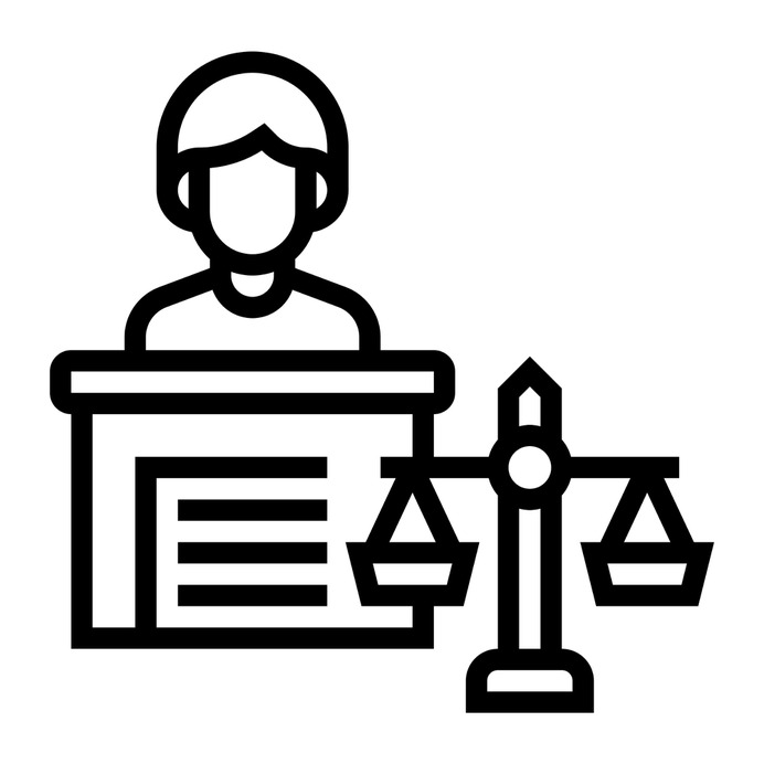See more icon inspiration related to lawyer, rule, trial, sue, defendant, jury, miscellaneous, justice, person and people on Flaticon.