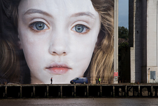 by Gottfried Helnwein #face #photography #mural #girl