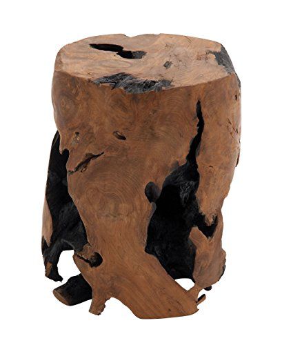 Round Teakwood Tree Stump Stool