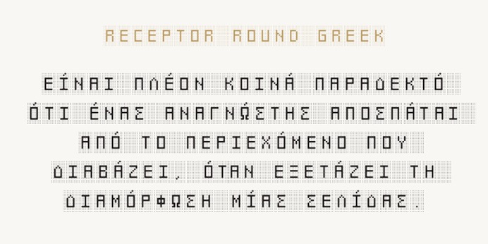 RECEPTOR typeface (font) designed by Thoma Kikis. Teknike.com - #receptor #typeface #font #kikis #thomakikis #synthwave #geometric #squares #lettering #greek #latin #cyrillic #teknike