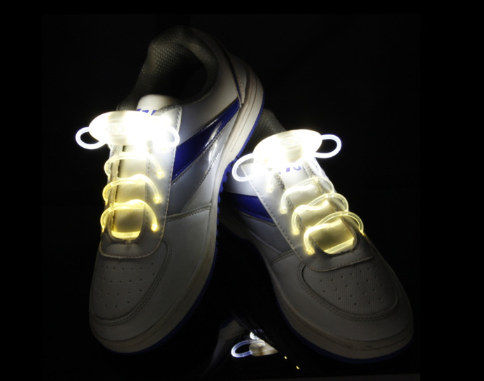 White Flammi LED Shoelaces
