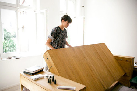 This innovative workbed desk is a furniture which quickly, safely, and easily transforms from a workdesk to a bed with a touch of a button. #design #home #product #furniture #industrial