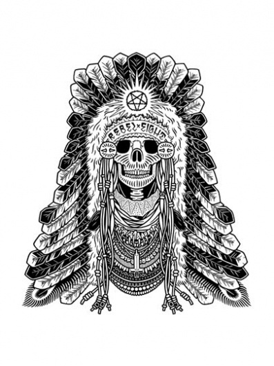 headdress.jpg (image) #skull #blackwhite #illustration