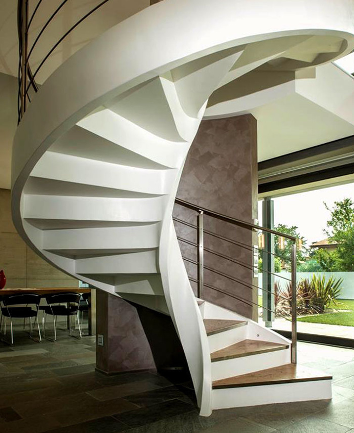 Villa Cattelan Salgher with Rizzi's Sculptural Spiral Staircase - #stairs, #staircase, #stairway