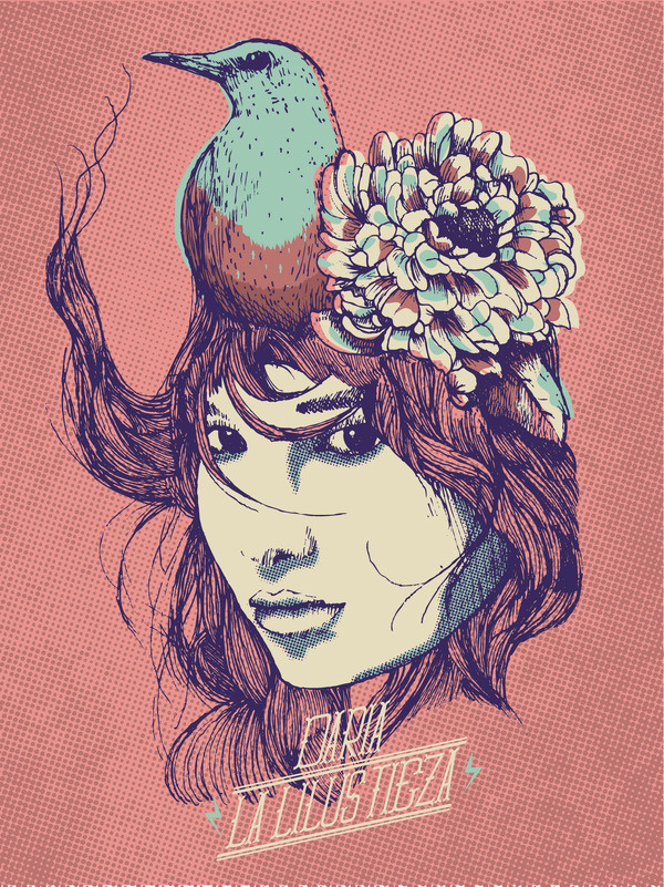 KORCHO #woman #arte #korcho #ilustracin #bird