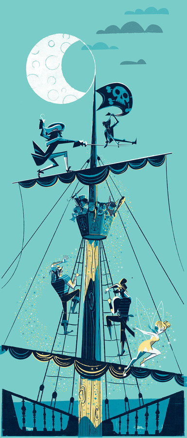 Peter Pan, "Night Duel" See Scotty Design #reifsnyder #peter #illustration #ship #disney #scotty #pan