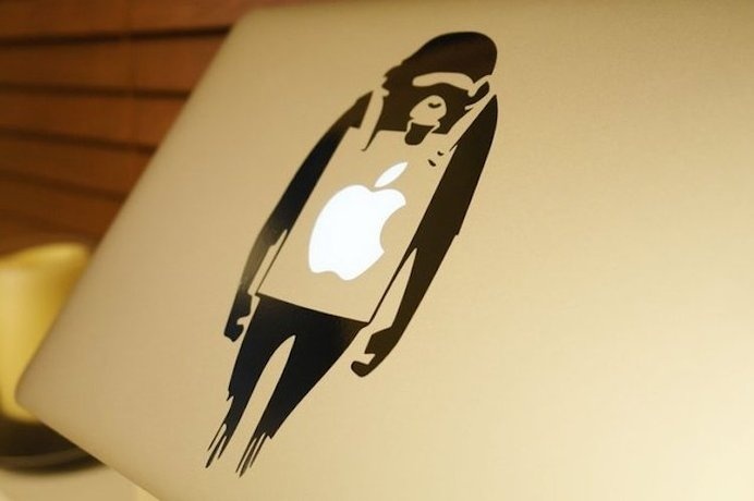 Banksy's protesting Monkey MacBook Decal #tech #flow #gadget #gift #ideas #cool