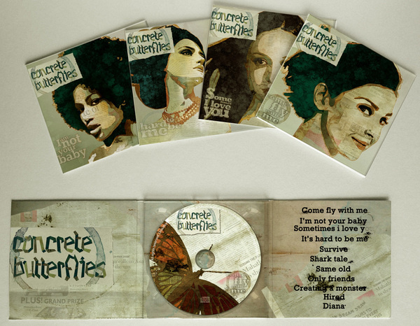Concrete Butterflies on Packaging Design Served #design #illustration #portrait #music #cd