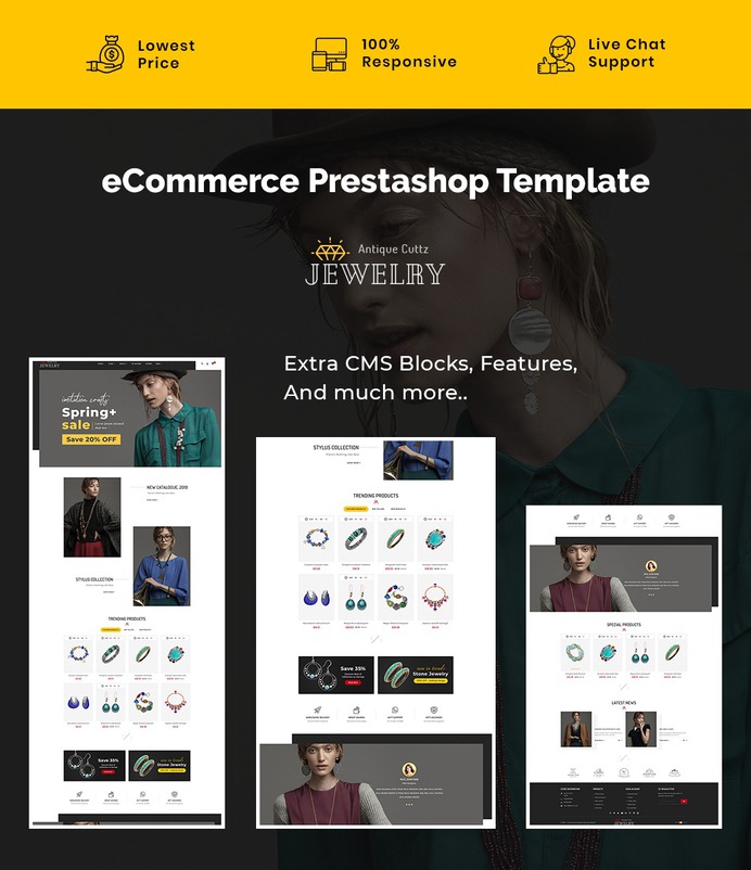 #Jewelry Shop - #Antique Cuttz – #Prestashop #Responsive #Theme | #TemplateTrip #eCommerce #Website #Design #Template