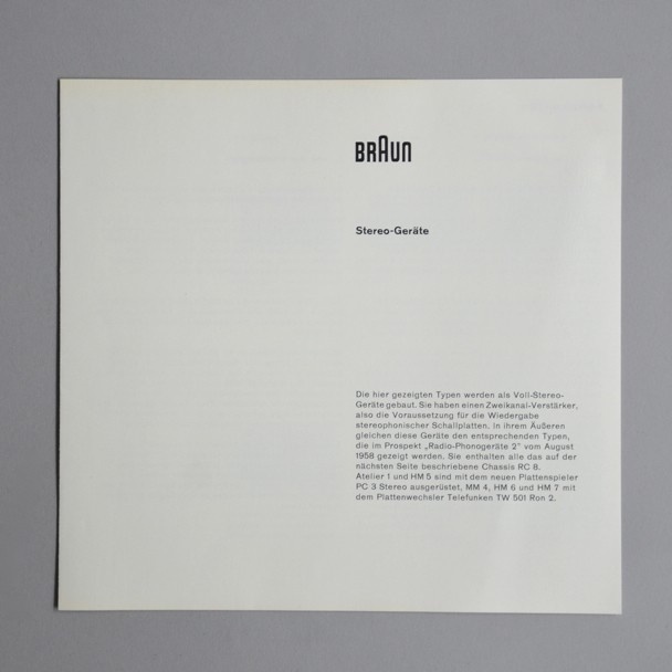 Braun Stereo-Gerate brochure 1958 via www.dasprogramm.org