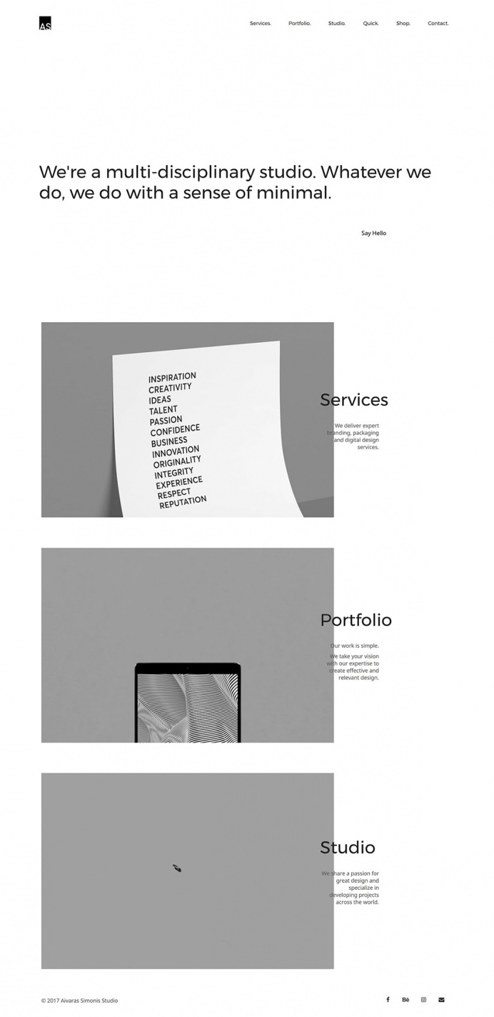 Aivaras Simonis Design Studio - Mindsparkle Mag -Aivaras Simonis Studio is a multi-disciplinary design studio whose website is inspired by m