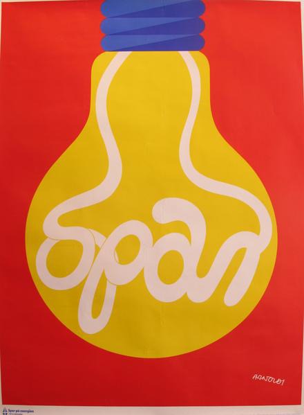 1978 Original Danish Energy Company Poster - Spar pa Energen - Lightbulb