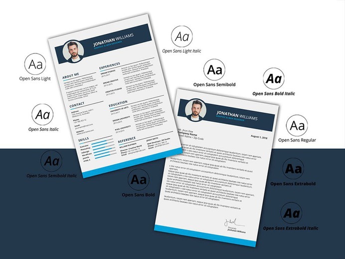 Free Photoshop Resume Template with Matching Cover Letter