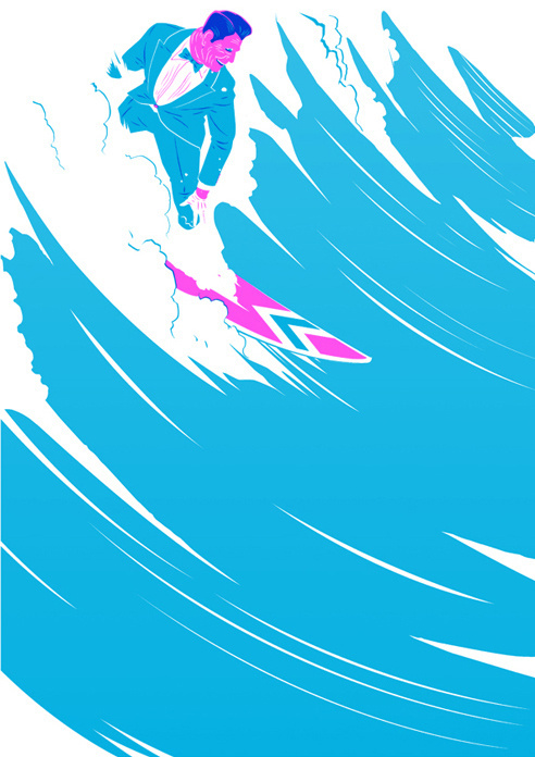 GtheGentleman #illustration #suit #surf #wave