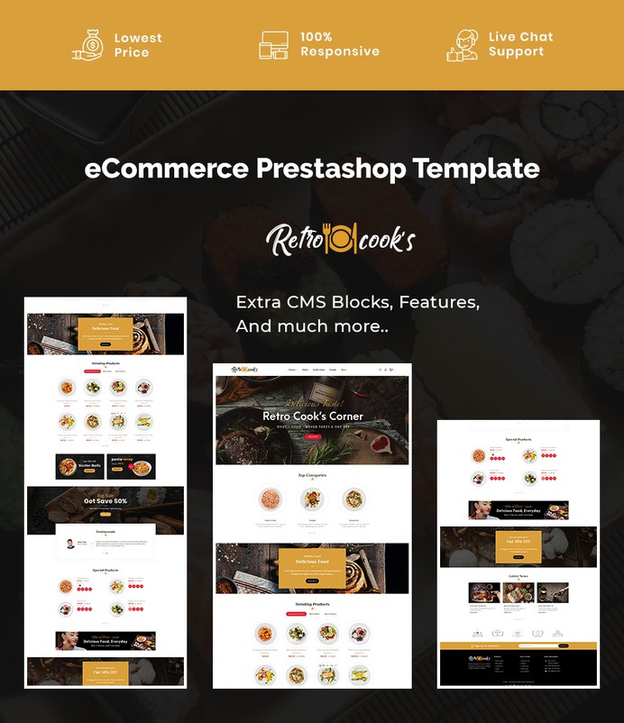 #Retro #Cooks - #Food & #Dishes - #Prestashop #Responsive #Theme | #TemplateTrip #eCommerce #Website #Design #Template