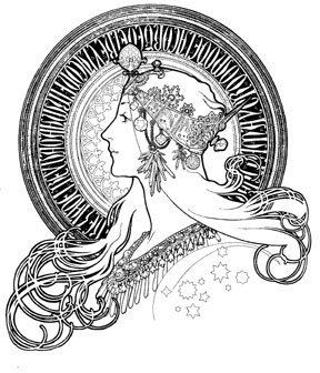 profilewithstars.jpg (JPEG Image, 288x336 pixels) #profile #line #nouveau #illustration #art
