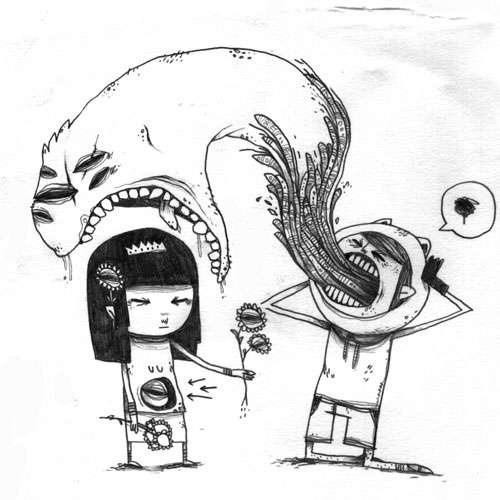 CFSL.NET #white #girl #boy #black #illustration #and
