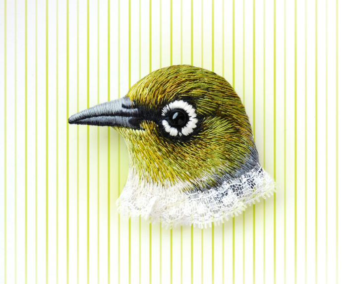 Lifelike Bird Pins Embroidered by Paulina Bartnik | Colossal