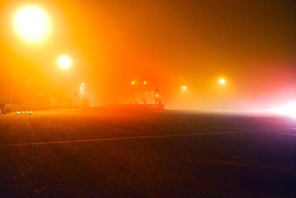 Foggy #side #traffic #road #night #light #vision #fogg #dark #winter