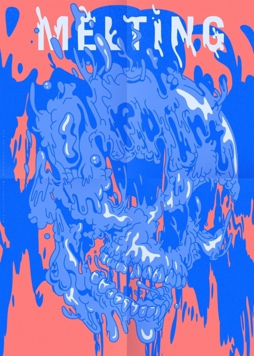 Designersgotoheaven.com Melting skull by VALISTIKA STUDIO. #illustration #melting #skull