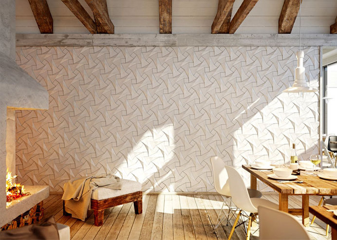 Organic Geometric Concrete Tile by KAZA Concrete concrete tile collection dining room #wallcoverings #tiles #concrete #geometric