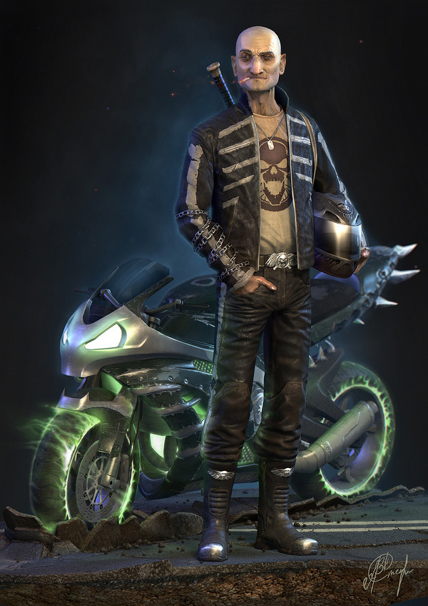 Koschey Immortal #3d #old #bike #skull #biker
