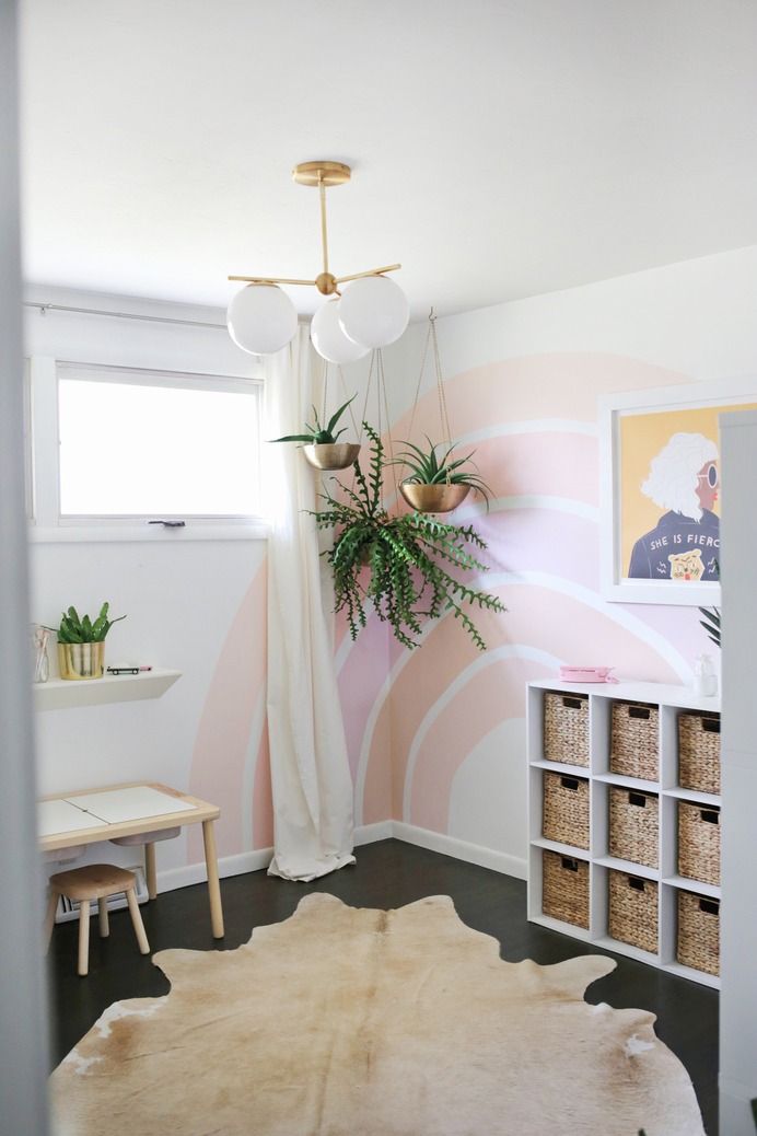 Rainbow Corner Accent Wall DIY - A Beautiful Mess