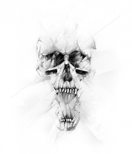 nike01.jpg 700 × 815 Pixel #blackwhite #alexis #nike #illustration #broken #marcou #skull