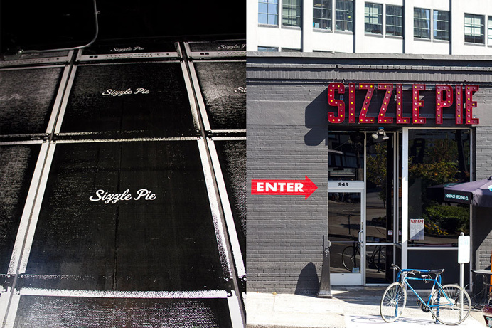 pizza, sizzle, signage, design, letters