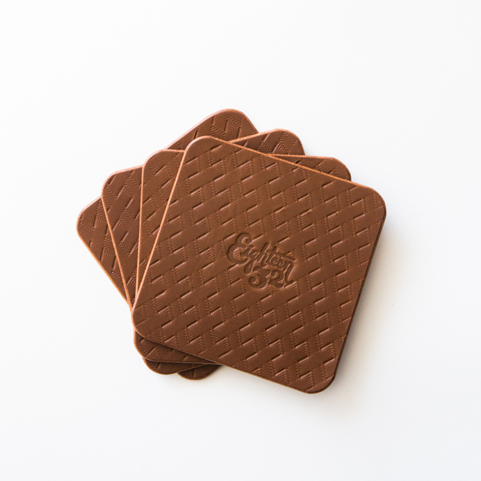 Hand-stamped leather coasters by Eighteen32. #coasters #leather #handmade #handcrafted