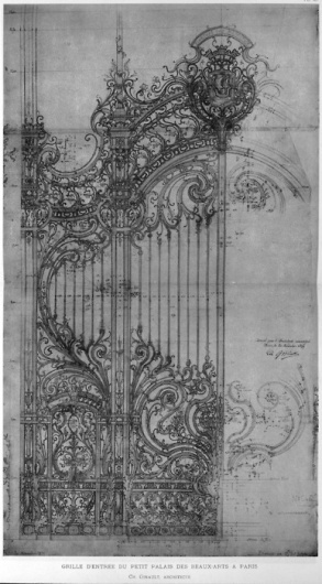 Design for the cast iron door at Petit Palais, Paris by Girault #gate #architecture #drawing