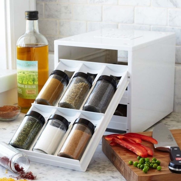 Easily access and compactly store up to 18 containers of spice. #design #product #lifestyle
