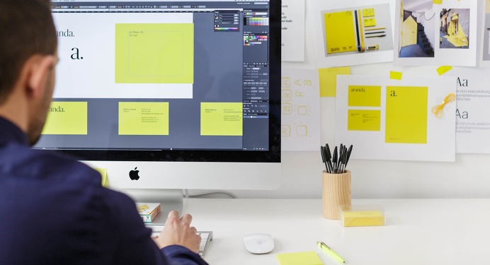 Graphic design studio from barcelona #design #studio #barcelona #yellow #stationary #workplace
