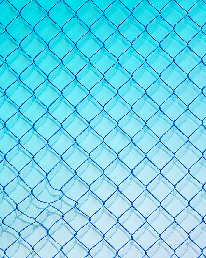 danieleverett: Detail from Untitled, 2012 #fence #blue #chainlink #gradient