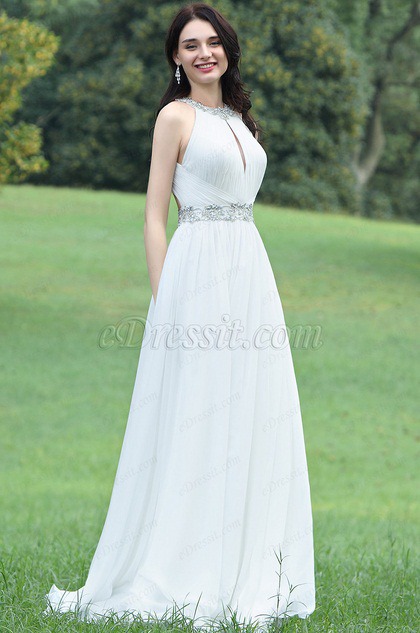 eDressit Charming Halter White Beaded Bridal Gown (01171007)