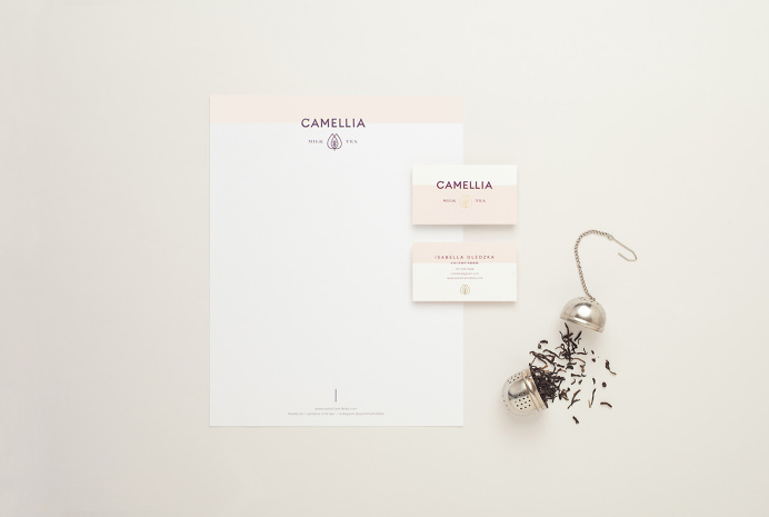 Brand Identity for Camellia Milk Tea by Menta. "Camellia Milk Tea is a new tea enthusiast start up that offers milk teas made with pure in
