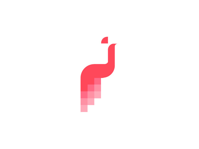 Logo, minimal, peacock, bird, animal, modern, pixel, digital, branding