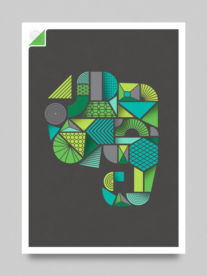 evernote, nate, luetkehans, tech, green, elephant, shape, abstract