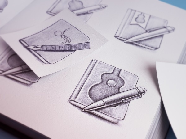 Music Icon Sketch #guitar #sketches #icon #camera #appstore #book #icons #notes #app #music #pencil #mac
