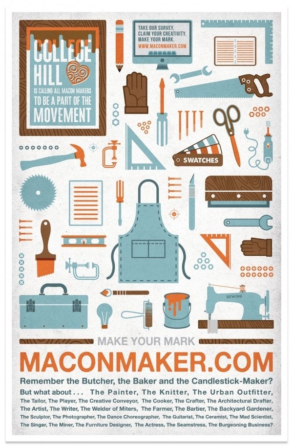 Macon Maker Poster #maker #giant #modern #macon #trade #illustration #stools #poster