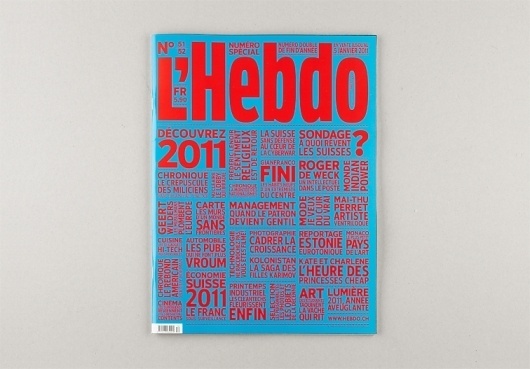 Hebdo cover (New) : DEMIAN CONRAD DESIGN #cover #blue #red #typography
