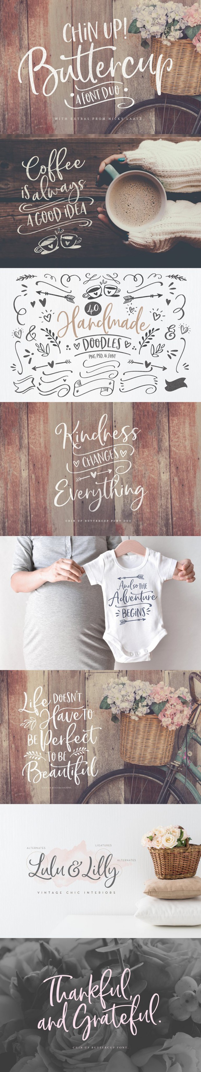 Chin Up Buttercup! Font Duo & Extra