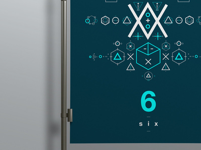 SIX // Symbols & Shapes (Blue) #geometric design #poster #swiss #geometric #blue #clean #shapes #symbols #number #mono