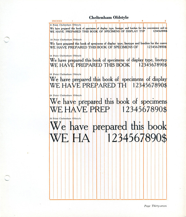 Cheltenham Oldstyle type specimen #type #specimen