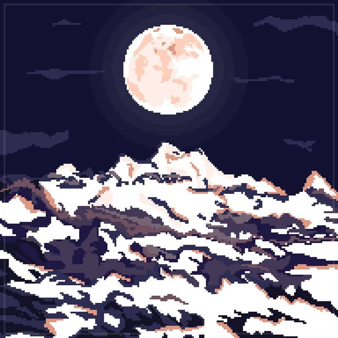 To conquering. . . . . . . . #pixelart #pixels #pixelartist #pixel_earth #pixelated #digitalart #artistsofinstagram #graphicdesign #graphicartist #moon #mountains #moonlight #moonlit #summit #8bitart #8bit #16bit #illustration #artwork #aesthetic #natureart